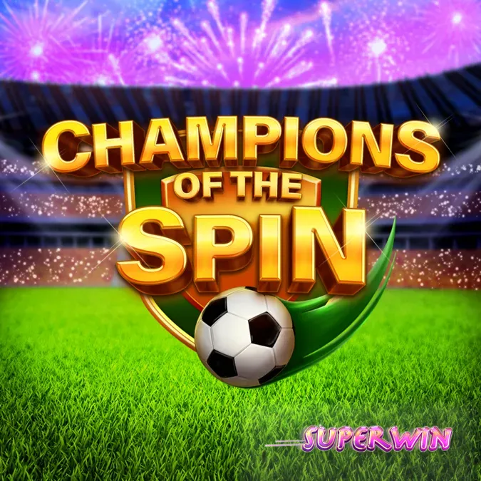 Tampilan visual slot Champions of the Spin dengan tema stadion sepak bola